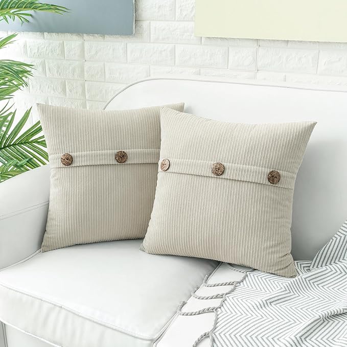HWY 50 Cream White Chenille Throw Pillow Covers 20x20 Inch - Image 2