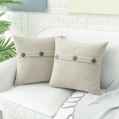 HWY 50 Cream White Chenille Throw Pillow Covers 20x20 Inch - Image 2