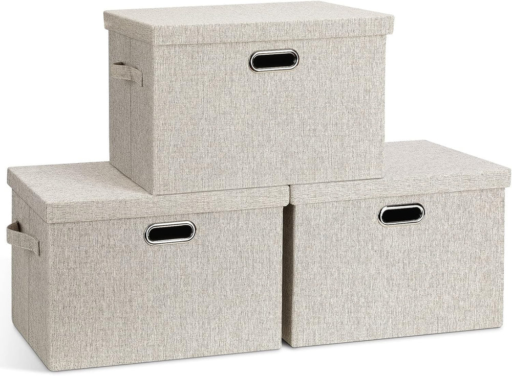 Graciadeco Large Quart Collapsible Stackable Storage Bins with Lids, 3 Packs ...