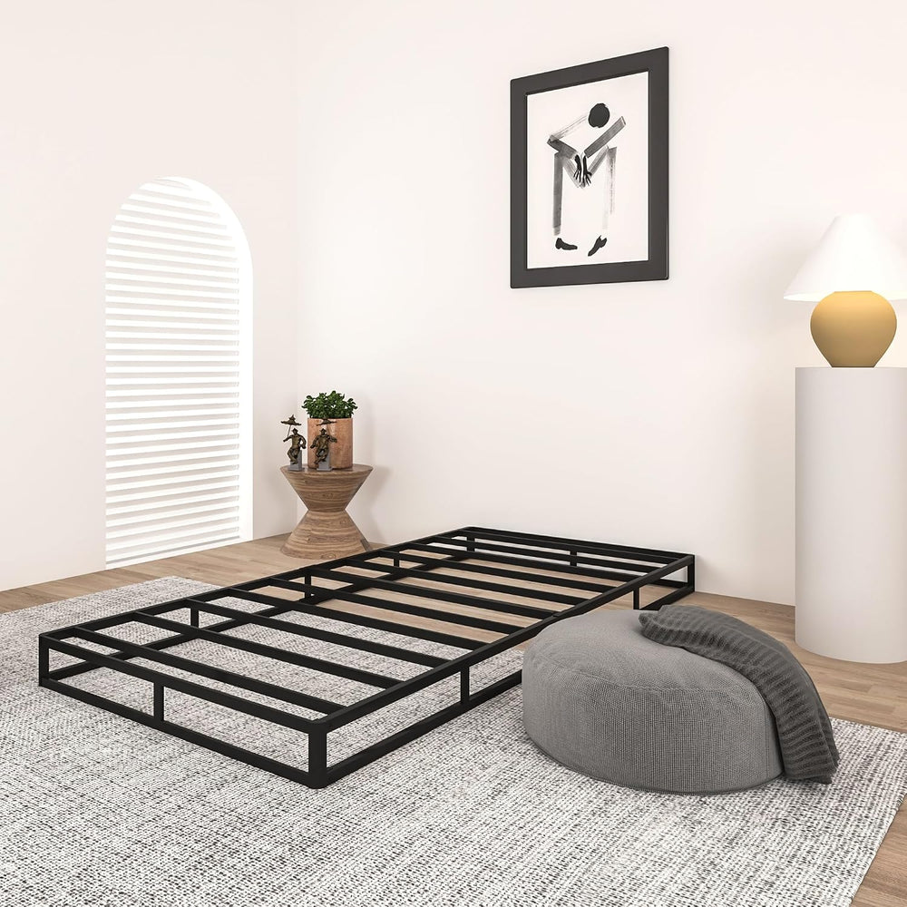 5 Inch Twin Size Box Spring with Fabric Cover, Heavy Duty Metal Mattress Foun...