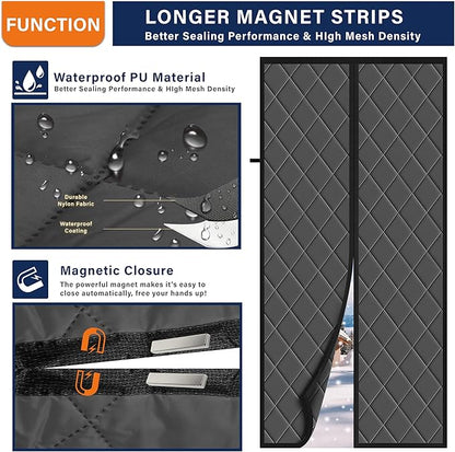 Magnetic Thermal Insulated Door Curtain, Fits Door Size 38" x 82", Durable - Image 2