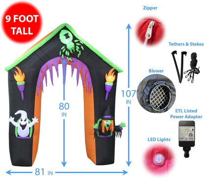 9 FT Tall LED Lighted Halloween Inflatable Castle