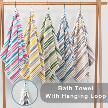 voova & movas sage green striped towels, cotton, package contents