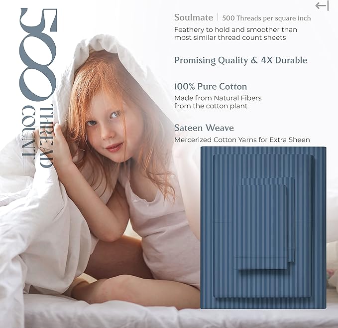 Mayfair Linen 100% Cotton Striped Sheets Full Size Bed Set - Image 6