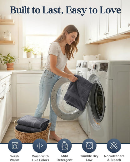 lane linen 100% cotton bath towels set, front angle view