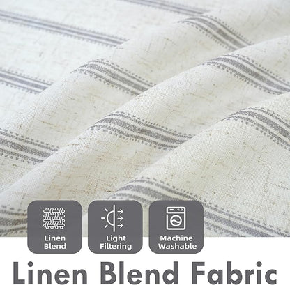 DriftAway Farmhouse Vertical Striped Linen Blend Textured Light Filtering Semi - Image 2