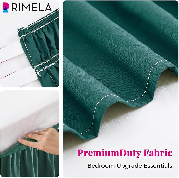 RIMELA Emerald Green Bed Skirt King Size 18 Inch Drop, Wrap Around Elastic - Image 7