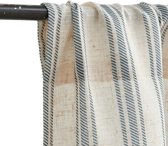 jinchan Striped Linen Kitchen Tier Curtain Farmhouse Cafe 30 Inch Small Window - Image 6