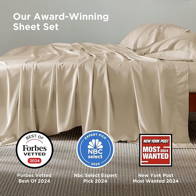 Bedsure King Size Sheet Set, Cooling Sheets King, Rayon Derived from Bamboo - Image 2