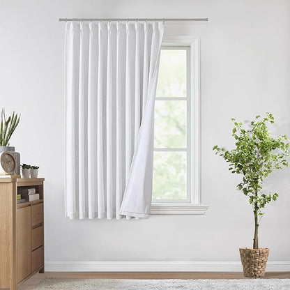 Vision Home White Pinch Pleated Full Blackout Curtains 60 inch Wide Thermal by VisionHome