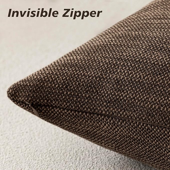 Foindtower Set of 2 Decorative Textured Burlap Linen Throw Pillow Covers - Image 2