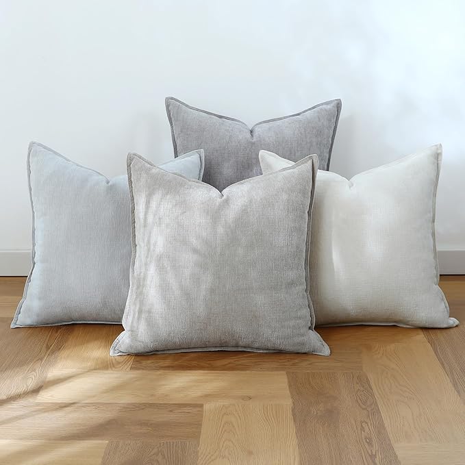 Stellhome Set of 4 Neutral Decorative Throw Pillow Covers Accent Solid Soft by Stellhome