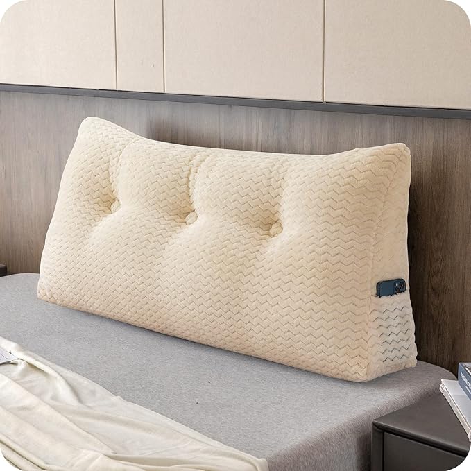 Large Bolster Triangular Headboard Wedge Backrest Positioning Support Bed Rest by ZOEMO
