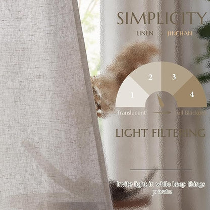 jinchan Linen Curtains for Living Room Bedroom Light Filtering Semi Sheer - Image 6