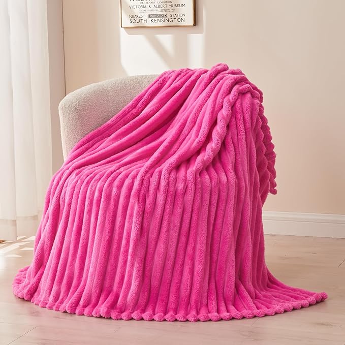 NEWCOSPLAY Super Soft King Blanket Hot Pink Premium Silky Flannel Fleece 3D - Image 9