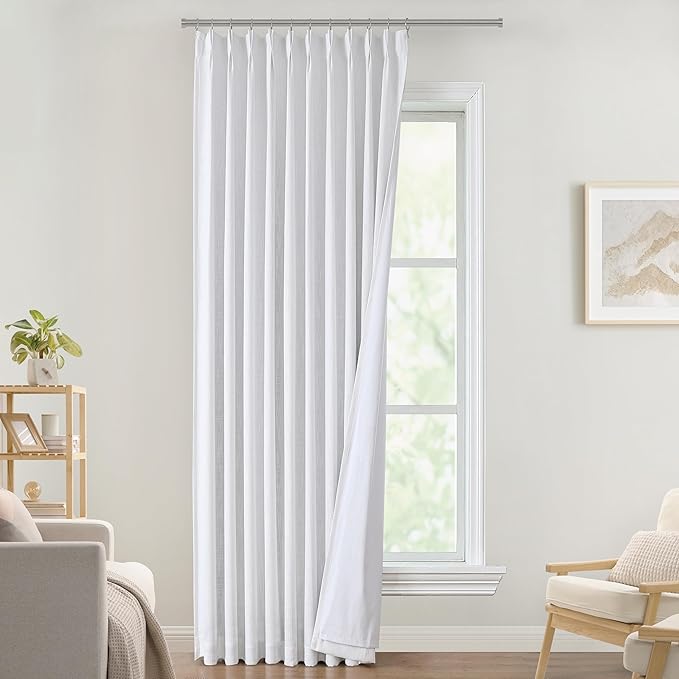 Vision Home White Pinch Pleated Full Blackout Curtains 60 inch Wide Thermal by VisionHome