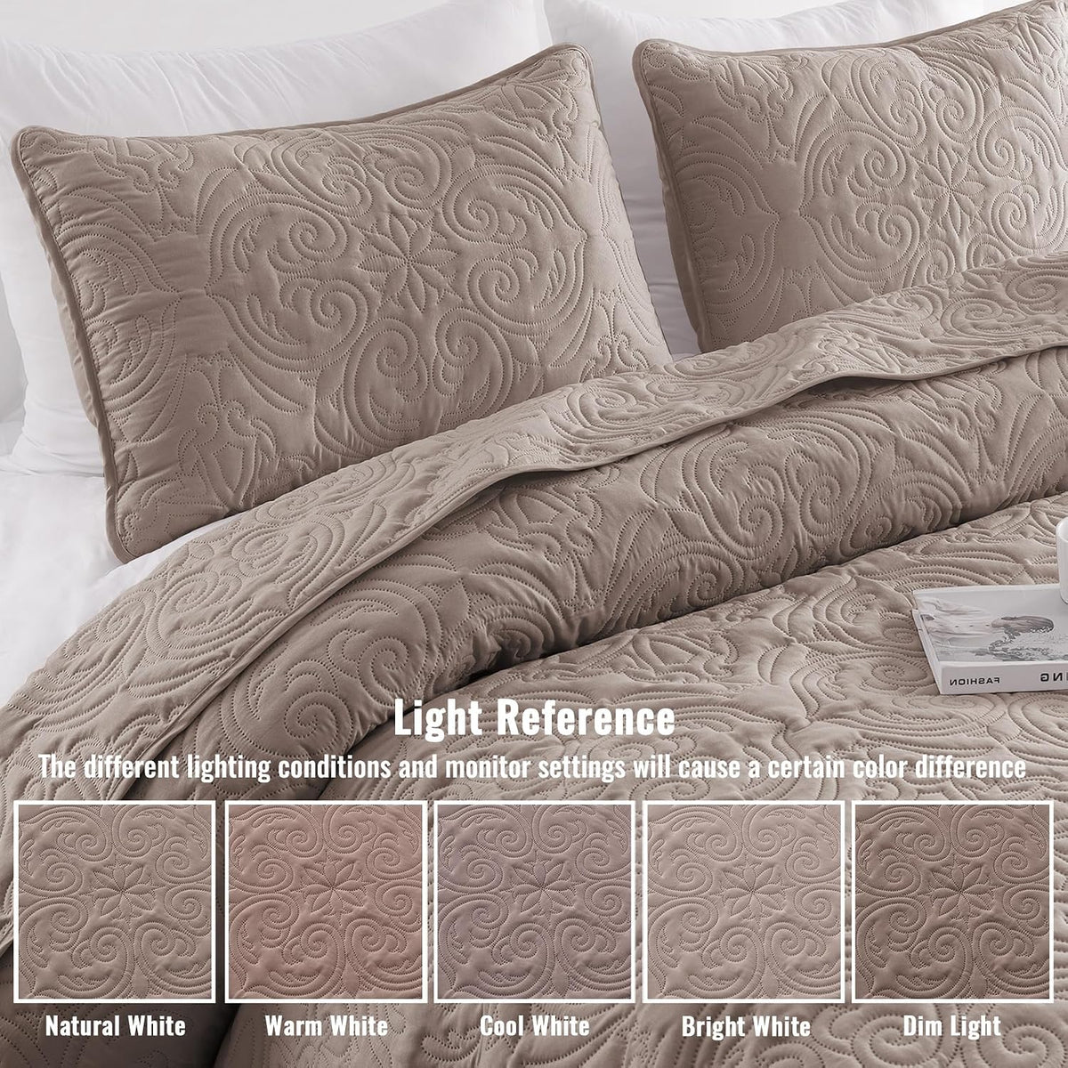 exclusivo mezcla 3 piece quilts queen size bedding, close-up detail