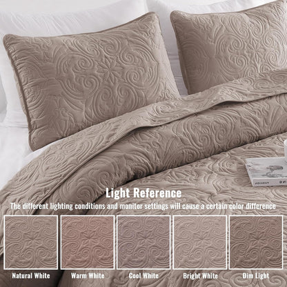 exclusivo mezcla 3 piece quilts queen size bedding, close-up detail
