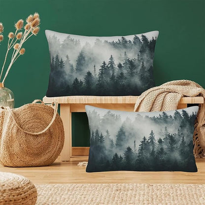 Misty Forest Throw Pillow Cover Case Foggy Forest Throw Pillows Set of 2 Super - Image 6