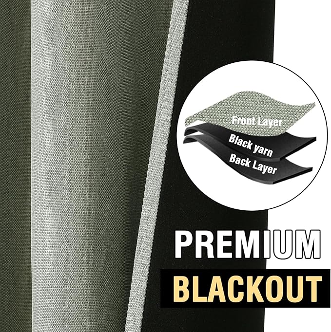 H.VERSAILTEX 95% Blackout Linen Curtains 63 Inches Long - Image 6