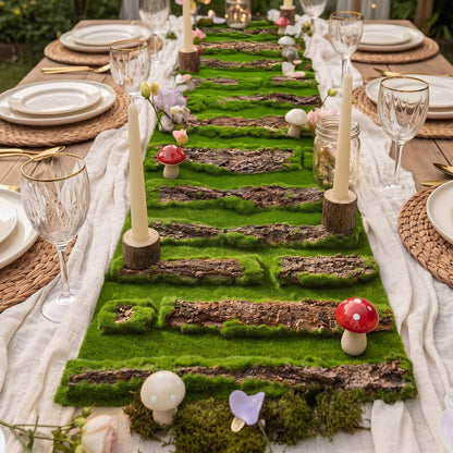 1 Pcs Fake Moss Bark Table Runner Halloween Enchanted Forest