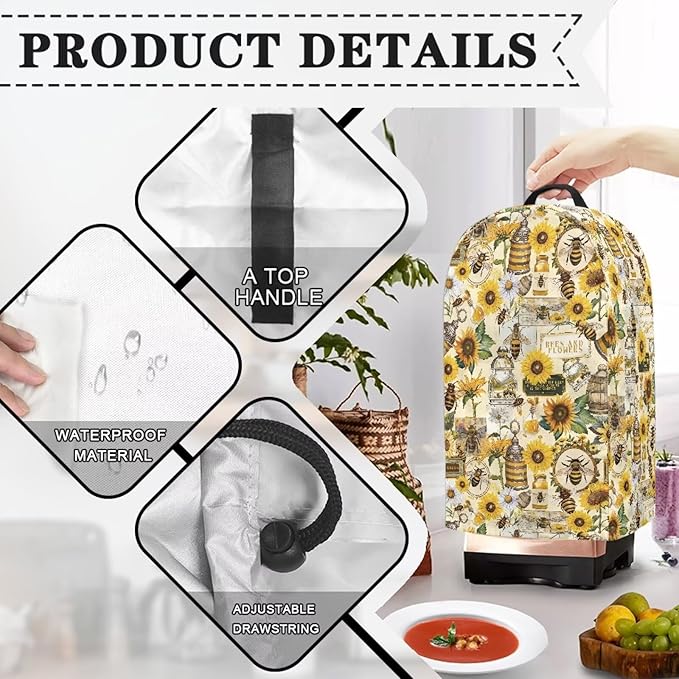 Blender Cover Stand Mixer Covers Sunflower Bee Anti Fingerprint Dust Covers - Image 4