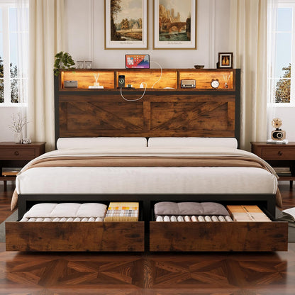 incyneva farmhouse full bed frame with bookcase storage, main product view
