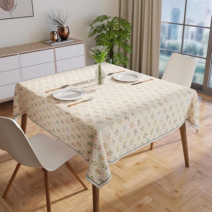 Encasa XO Square 56"x56" Tablecloth | Water-Repellent Polyester Dining Table - Image 2