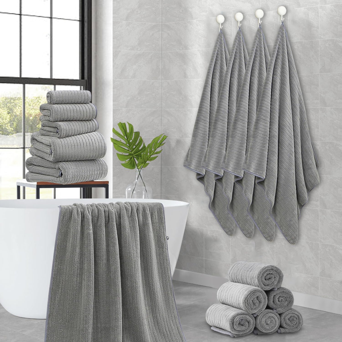 hailea 18 piece family bath towel set include, front angle view