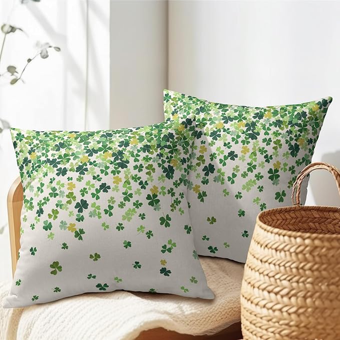St. Patrick's Day Pillowcase 18x18 Inch 2 Pack Shamrocks Lucky Clover Throw - Image 5