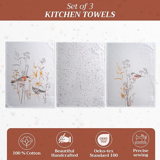 Maison d' Hermine Kitchen Towels Set of 3 100% Cotton 27.50" x 20" Reusable - Image 2