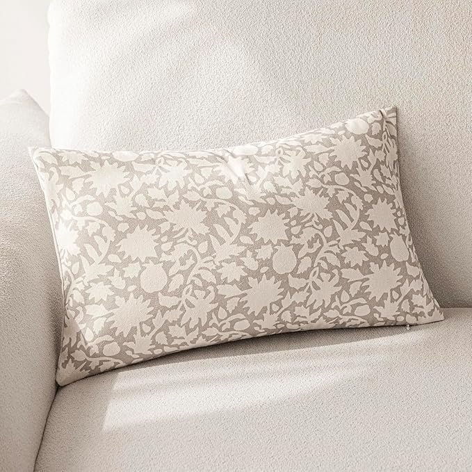 Foindtower Set of 2 Decorative Neutral Floral Throw Pillow Covers Accent - Image 3