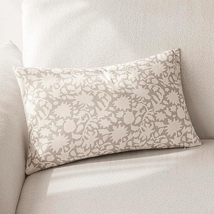 Foindtower Set of 2 Decorative Neutral Floral Throw Pillow Covers Accent - Image 3