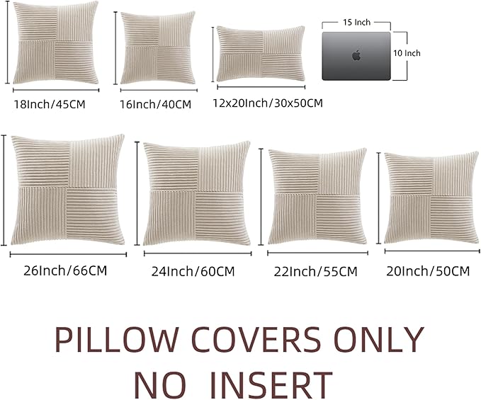 Fancy Homi 2 Packs Neutral Taupe Decorative Throw Pillow Covers 22x22 Inch - Image 7