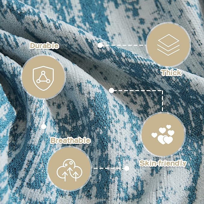 MEETSKY Boho Sofa Cover Sofa Slipcover Thick Chenille Blue Couch Cover - Image 4