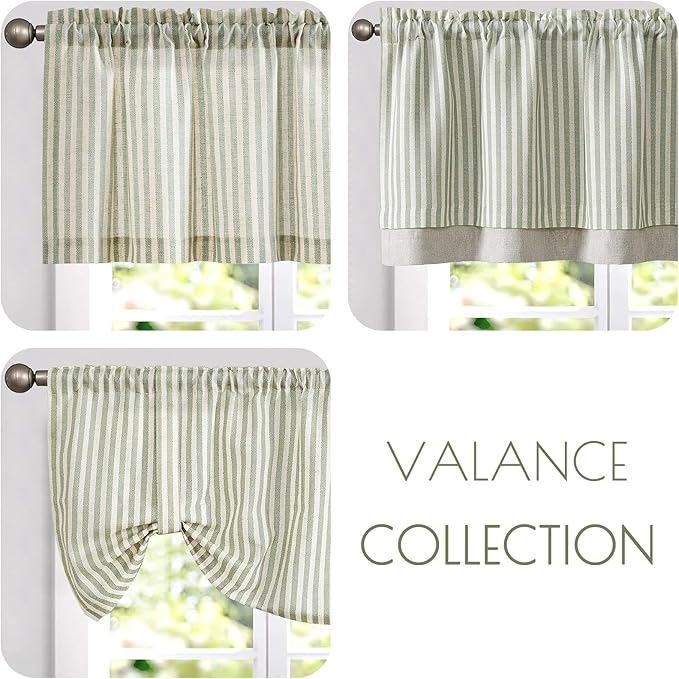 jinchan Linen Striped Valance for Windows 18 Inch Blackout Drapes for Small - Image 8