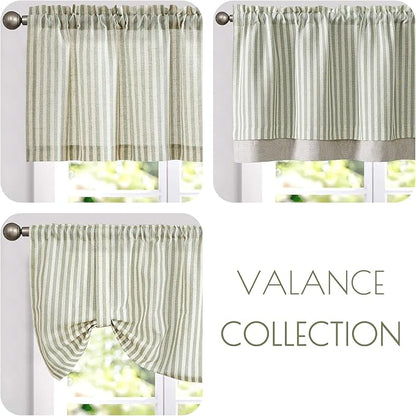 jinchan Linen Striped Valance for Windows 18 Inch Blackout Drapes for Small - Image 8