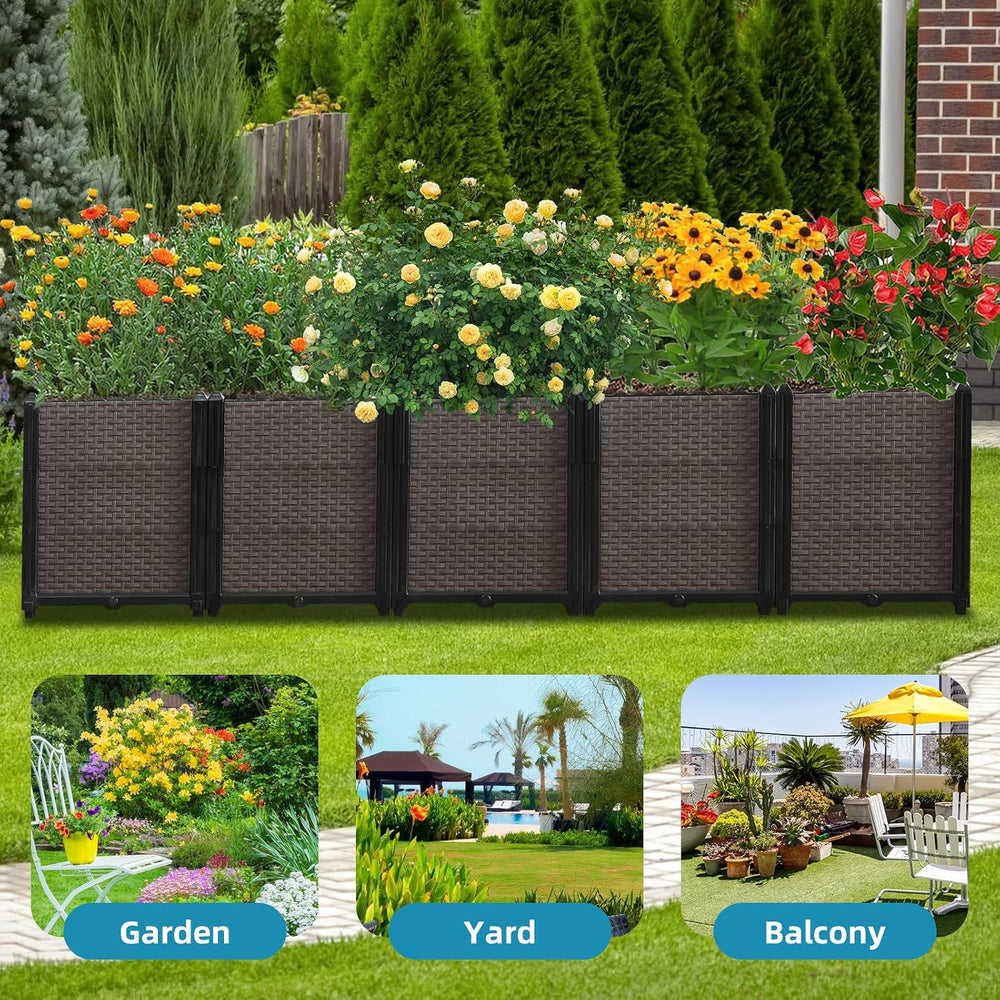Large Raised Planter Box Outdoor Self Watering 78.7"x15.7"x19.7&quo...