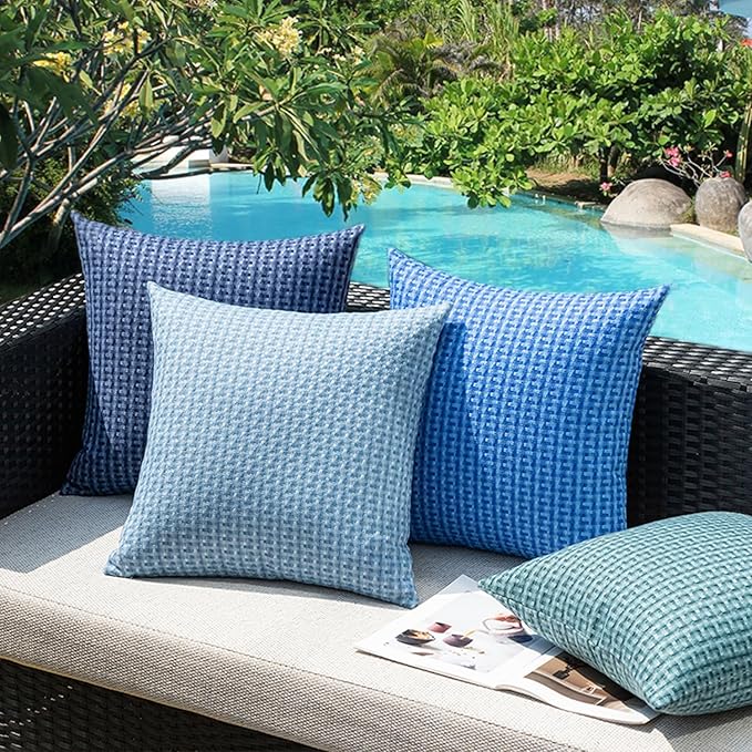 Kevin Textile Outdoor Waterproof Throw Pillow Covers Pack of 2 Weaving Texture - Image 7