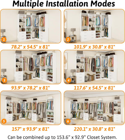 vomavex closet system with 4 sets, 101.9" closet, package contents
