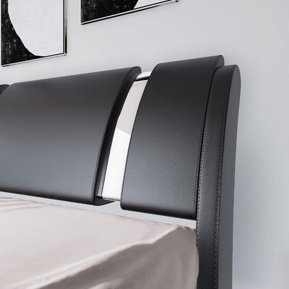 allewie king bed frame with iron piece decor, side view