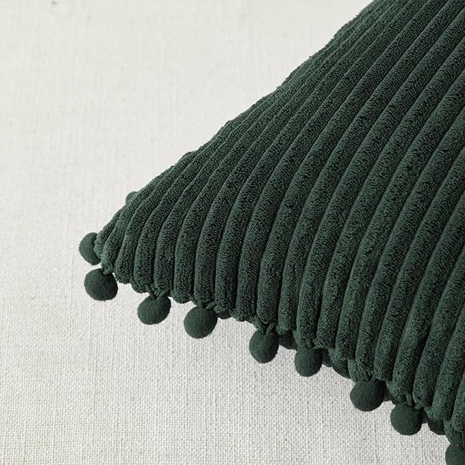 Fancy Homi Pack of 2 Dark Green Decorative Throw Pillow Covers 26x16 Inch - Image 4