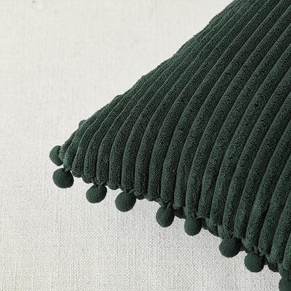 Fancy Homi Pack of 2 Dark Green Decorative Throw Pillow Covers 26x16 Inch - Image 4