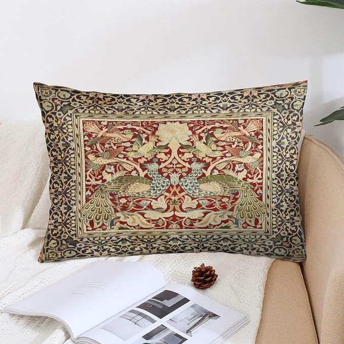 Vintage Peacock Floral William Morris Throw Pillow Covers 12x20 Inch Aesthetic - Image 4