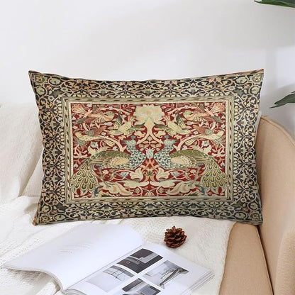 Vintage Peacock Floral William Morris Throw Pillow Covers 12x20 Inch Aesthetic - Image 4