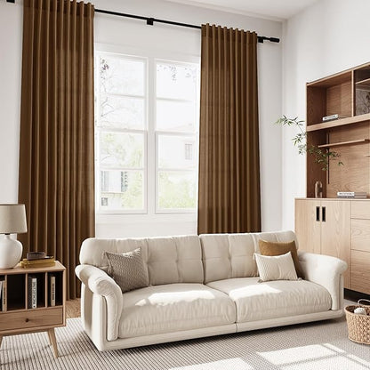 Tobacco Brown Linen Curtains 108 Inches - Image 5