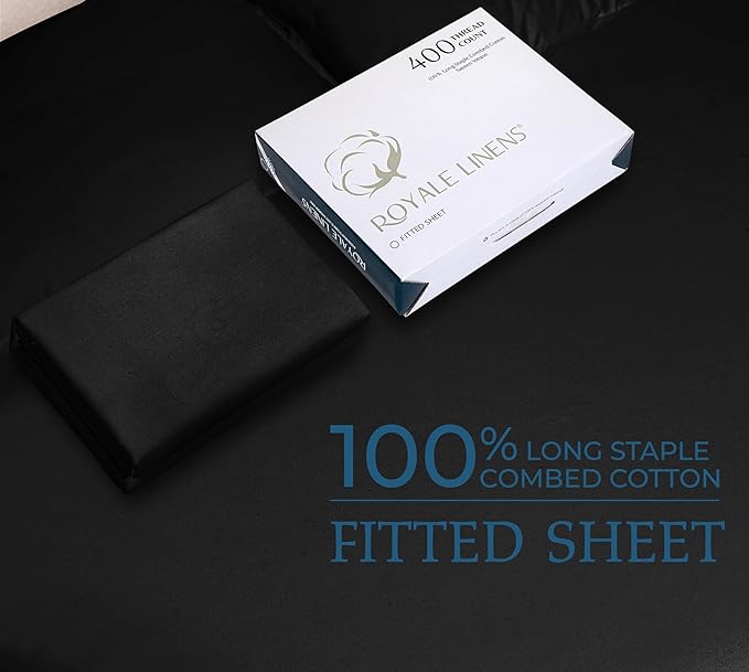 ROYALE LINENS 400 Thread Count 100% American Grown Cotton Fitted Sheet Twin Size - Image 9