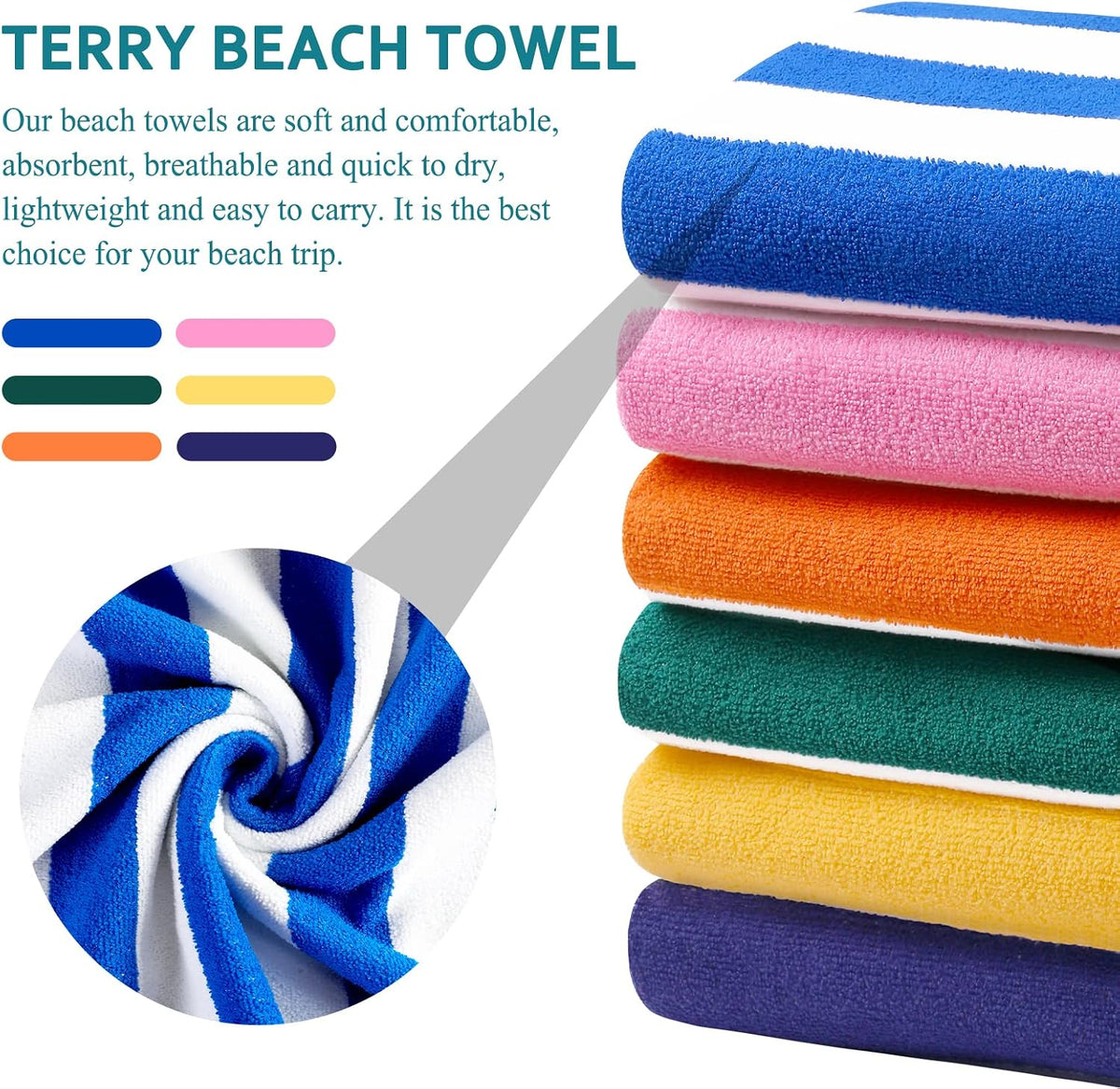 4 packs oversized stripe bath towels beach towel, side view