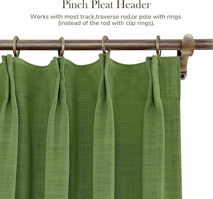 TWOPAGES 84 W x 96 L inch Pinch Pleated Curtain Room Darkening Linen Drapery - Image 3