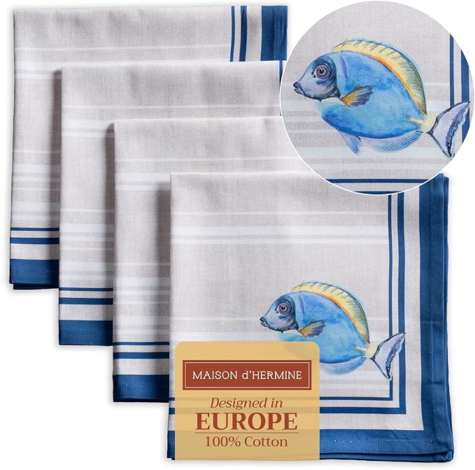 Maison d' Hermine Cloth Napkins Set of 4 100% Cotton Everyday Reusable Square by MaisondHermine